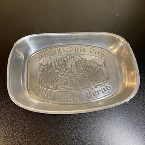 VTG Pewter Bread Tray “Give Us This Day Our Daily Bread” Duratale by Leonard